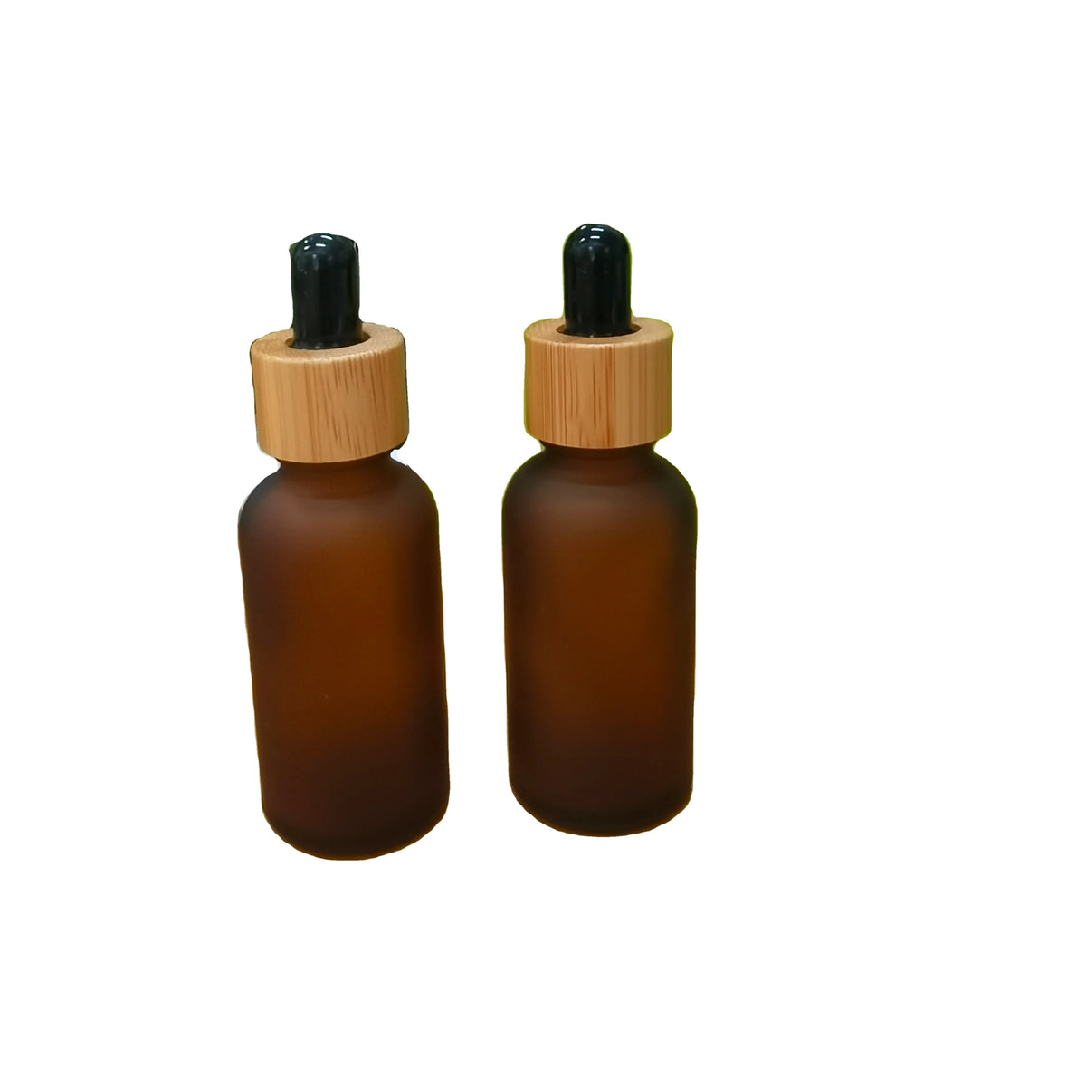 30ml Amber Frost Glass Dropper Bottle with Bamboo Dropper Elegant Essential Oil Storage Jar