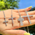 Dylam Waterproof Non Tarnish 18k Gold Black 925 Sterling Silver Cross Necklaces Diamond Pendant Chain Orthodox Cross Necklace