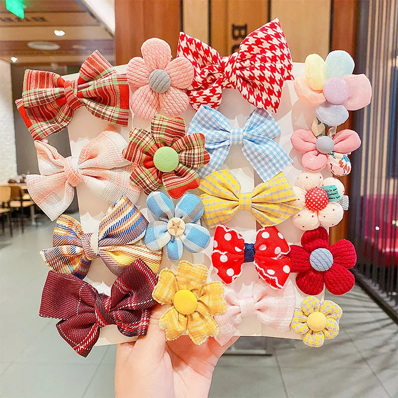Korean Bow Bowknot Hair Clips Accessories Girl Lovely Flower Headdress Sweet Princess Hair Pins Set