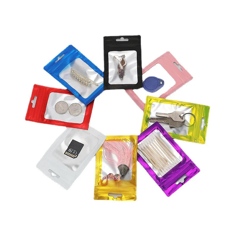 Transparent Pvc Plastic Rich Colors Window Zip Lock Bag Bags Resealable for Jewelry Card Packing Rich Sizes 100pcs Pack