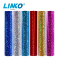 LINKO Transfer Printing Holographic Flex Htv Vinyl Rolls PVC PU Heat Transfer Film Vinyl for T-shirt Shoes Transfer Printing MegaBDM