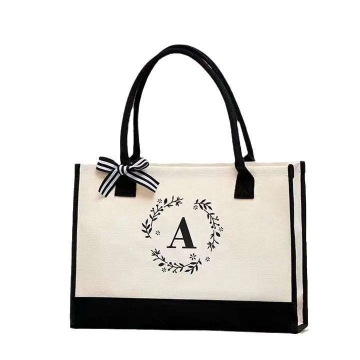 Customized Eco-friendly Pure Cotton Canvas Beach Tote Bag Women's Folding Gift Bag with Printed Logo and Cartoon Pattern