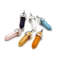 Natural Stone Hexagon Column Pendant Bullet Crystal Rough Stone Healing Meditation Pendant Necklace for Women Men Jewelry