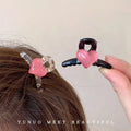 Hot New Arrival Simple Fashion Small 5CM pink Heart Clips Plastic Hairpins Baby Cute Clips for Girls Make up /Hair Accessories