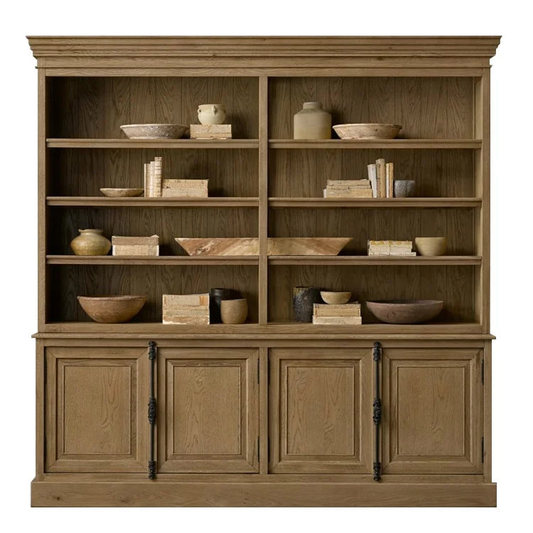 Luxury Home Furniture Display Cabinet Antique Solid Wood Natural Wood Cabinet