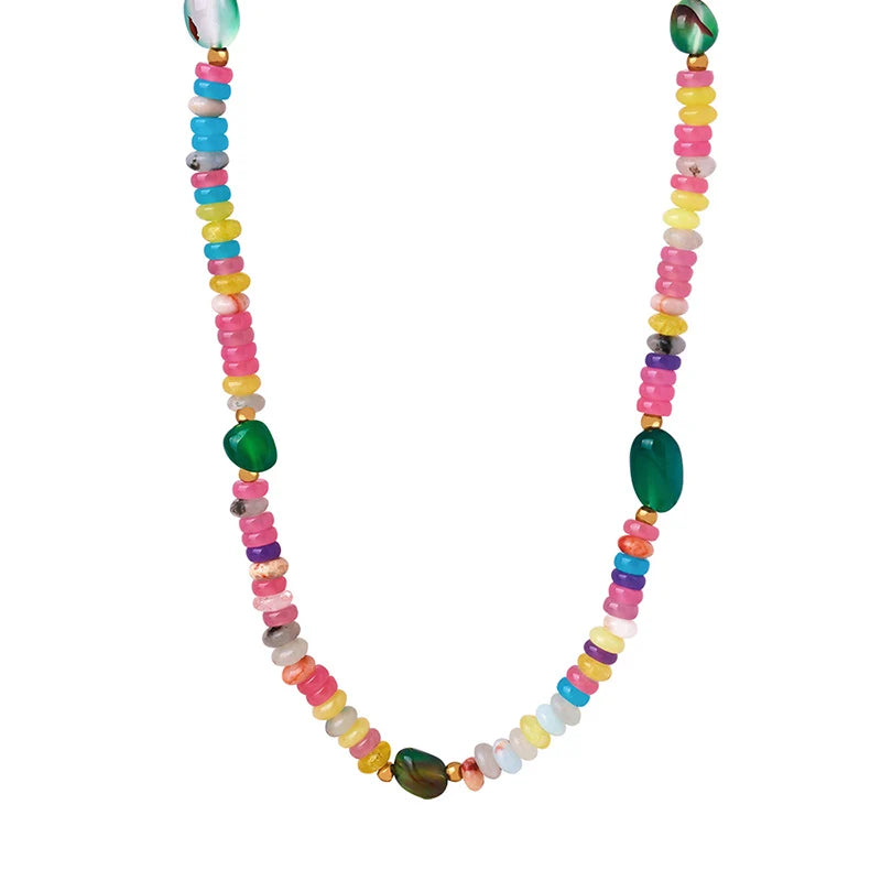 Customizable REACH Certified Agate Beads Stainless Steel 18K Gold Plated Choker Necklace for Party Banquet Dating