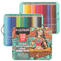 KALOUR 50 Colored Pencil Set in Tin Box with Rich Pigments and Smooth Core Lead for Artist Gift As Professional Art Supplies