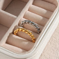 Trendy Vintage Stainless Steel 18K Gold Ring Unisex Hoop Twist Personality Ring for Engagement Party Anniversary-Classic Style