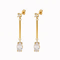 Beautiful Jewelry Stainless Steel 18k Round Marquise Zircon Drop Earrings Chain Gemstone Studs Earrings for Women