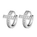 CAOSHI Exquisite Cross Shaped Full Sparkling Imitated Diamond Earring for High Quality Women Wedding Silver Plated Hoop Earrings
