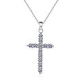 Wish Jewelry White Gold Plated 925 Sterling Silver Religious Cross Pendant Moissanite Diamond Necklace Women's Gift