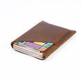 Trendy High Quality Vintage Crazy Horse Genuine Leather RFID Blocking Credit Card Protector Holder Men No Closure 3 Holds Cards