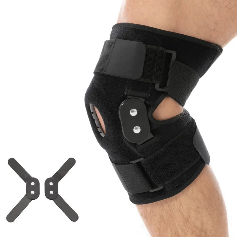 Hinged Metal Knee Brace with Open Patella Ventilation Adjustable Knee Support to Stabilize Joints and Reduce Strain