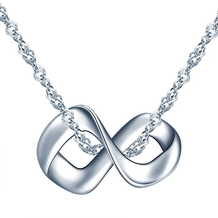 Pure 925 Sterling Silver Simple Infinity Necklaces for Women