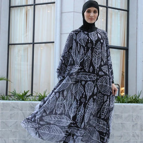 New Trendy Muslimah Swimwear Bathing Cover Islamic Muslim Swimwear Modest Long Sleeve Print Burkini for Muslim Woman