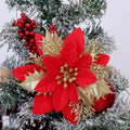 Artificial Flower Glitter Xmas Decoration Ornament Merry Christmas Tree Snow Flower
