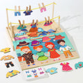 Early Education Wood Toys for Kids Children's Changeable Clothesline Drying Sets Boys & Girls House Play