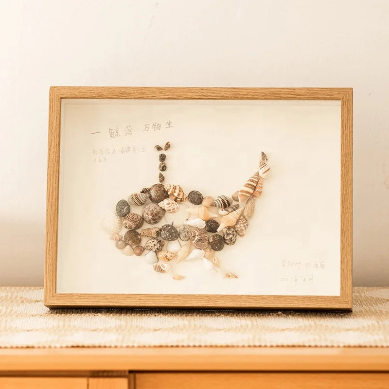 Custom Hollow Three-Dimensional UV Printing Wooden Picture Frame for Displaying Dried Flowers Shell Conch Butterfly Specimen