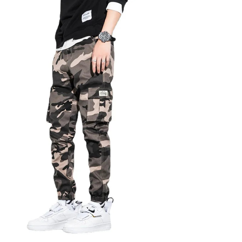 Mens Joggers Pants Men Camouflage Joggers Custom Drawstring Waist Cargo Pant With 6 Pocket Trousers