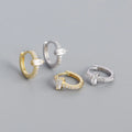 Luxury INS 925 Sterling Silver Fashion Rectangle Shape CZ Diamond Hoop Earring for Women