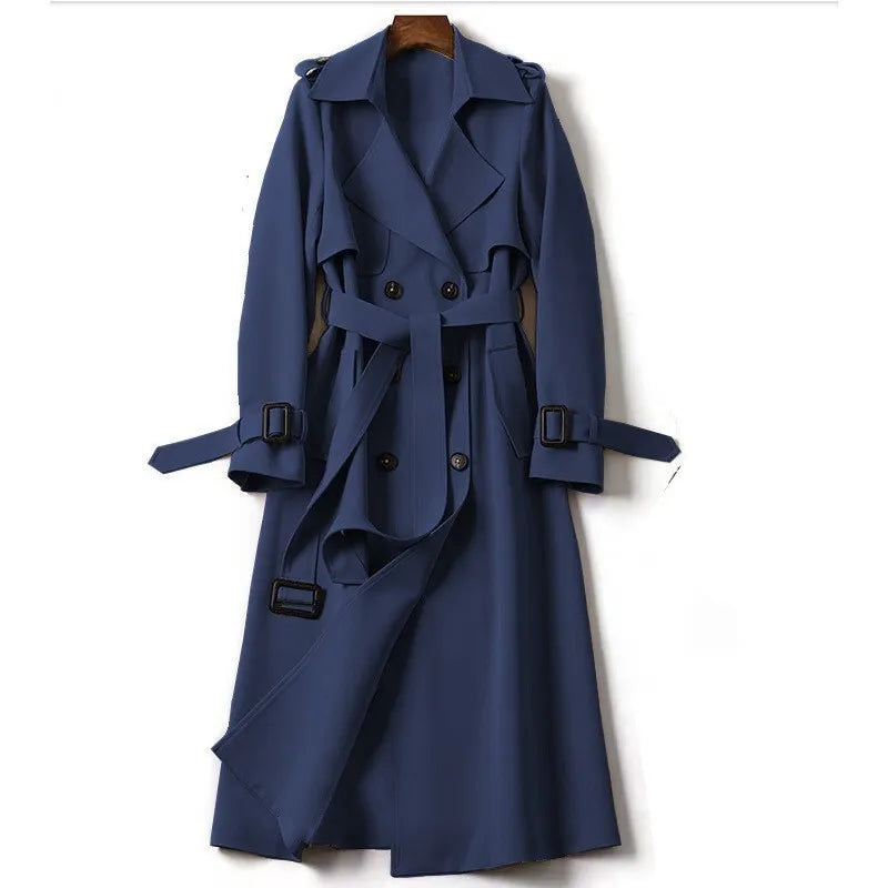 British Autumn Winter Jackets Fashion Women Long Sleeve Widebreaker Streetwear Midi Coats Elegant Casual Office Lady Slim Coat