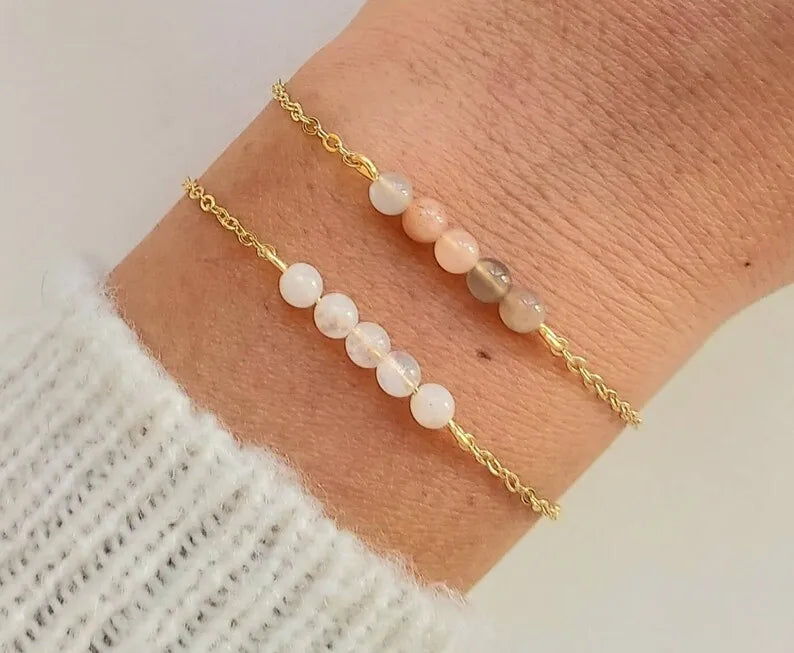 Fashion Natural Stone Bracelet White Multicolored Moonstone Bracelet Gift for Women