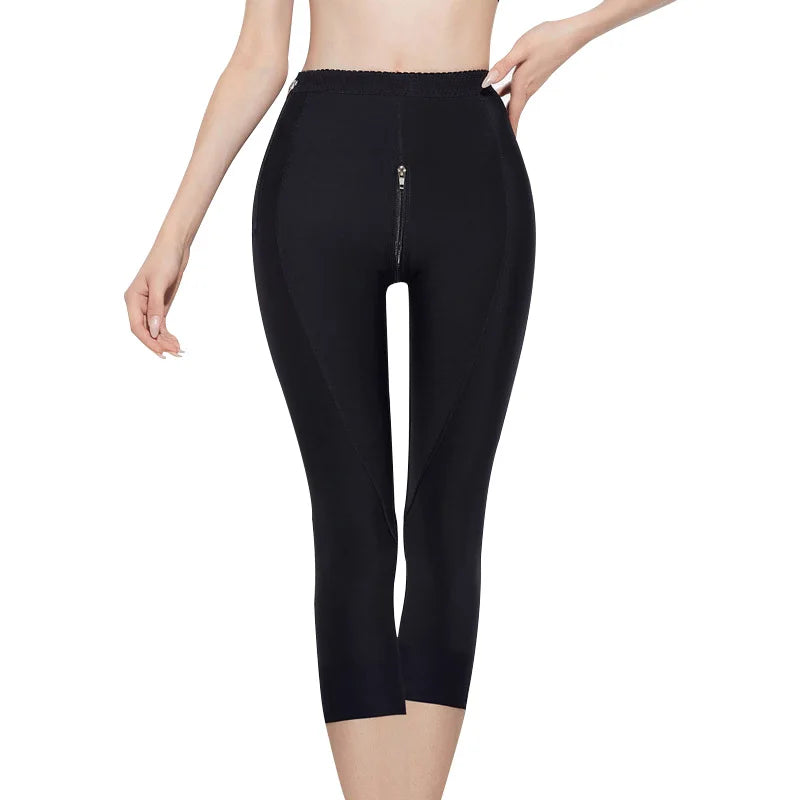 Three-Dimensional Tailoring Side Waist and Crotch Zipper Design Thigh Double Layer Compression Butt Lifter Body Shaping Pants