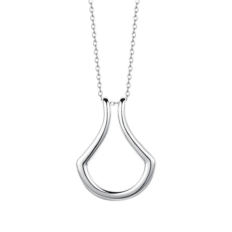 SC TikTok Magic Ring Keeper Necklace Wedding Necklace Dainty S925 Sterling Silver Open Sector Pendant Ring Holder Necklace Women