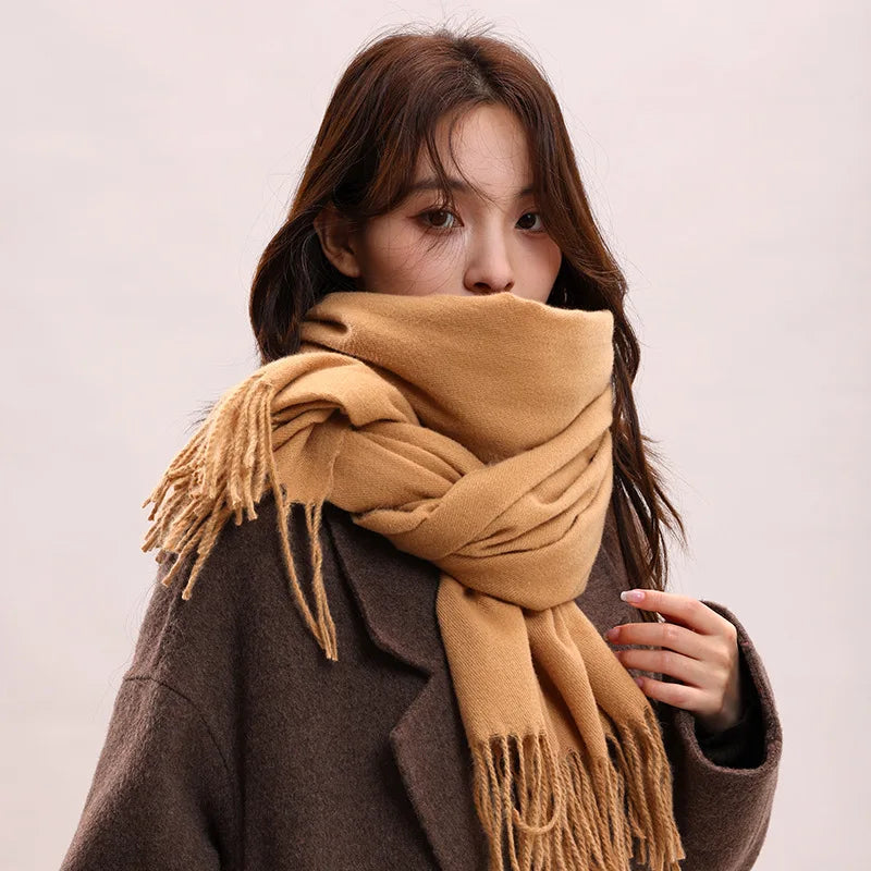 2025 Advanced Sense All-Match Shawl New Solid Grey Black Dot Pattern Korean Style Winter Scarf Polyester for Men Women Adult