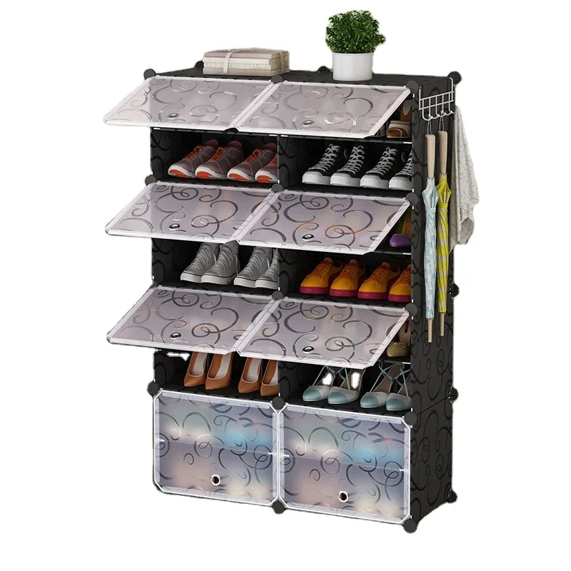 Multi Use 8 Layers Fashion Adjustable Shoe Stacker Plastic Shoe Rack OrganizerGood Looking Simple Shoe Cabinet for Home
