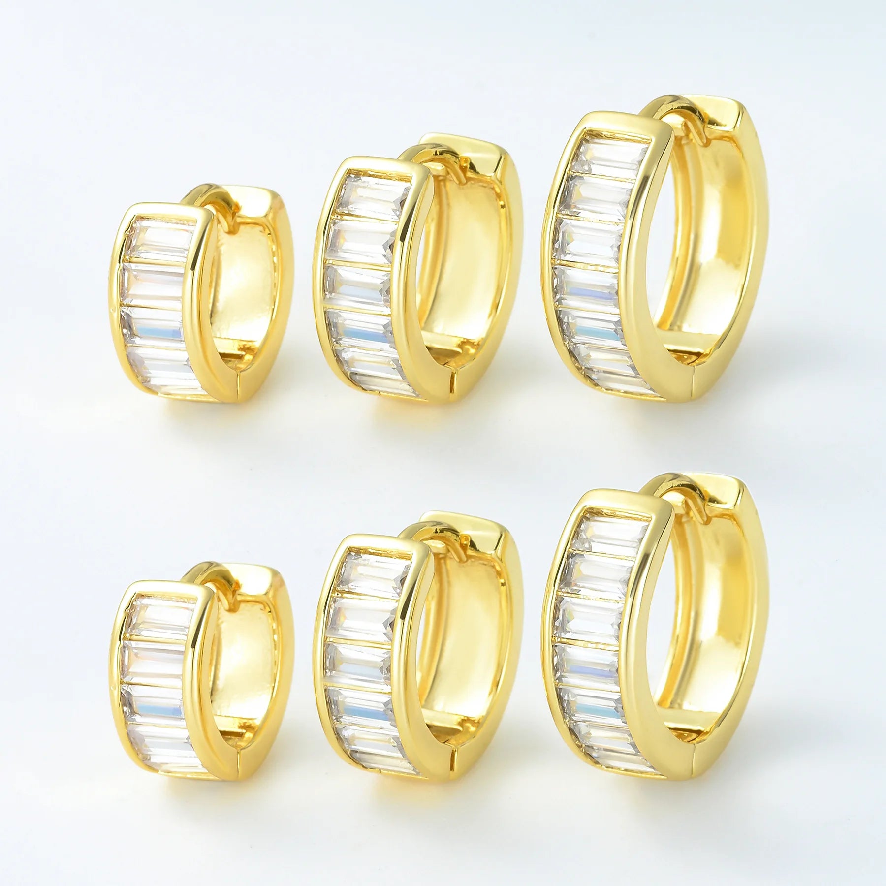 Zuola Trendy Fine Jewelry Geometric 5A Zircon Hoop Earrings 18K Gold Plated Eco-friendly Brass Fashion Earrings Unisex