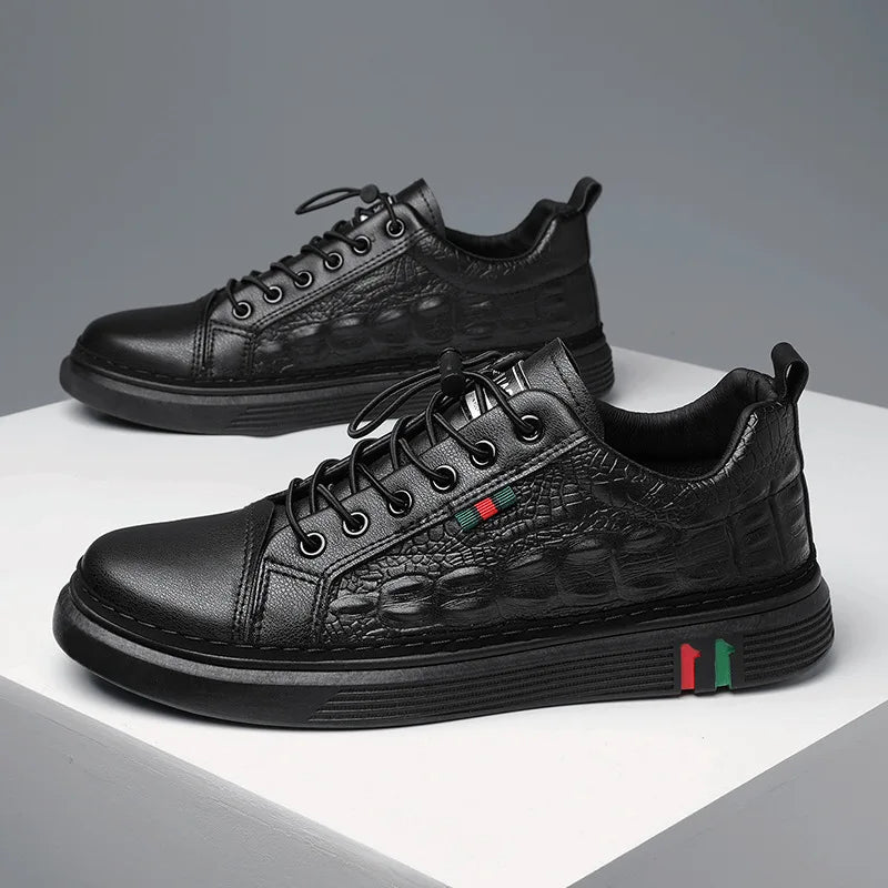 Fashion Breathable Leather Leisure Canvas Shoes Black Casual Men and Tennages Sports Shoes