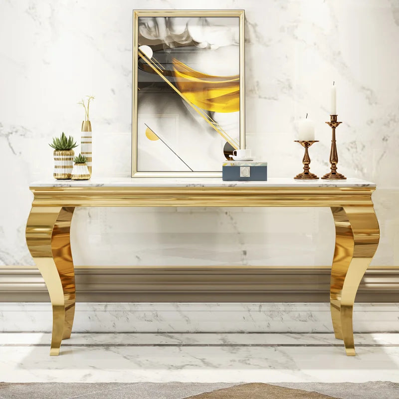 Modern Metal Console Table with Mirror for Home for Living Room Villa Hotel Supermarket Gym-Practical Storage Furniture
