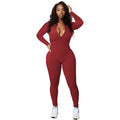 New Fall Yoga Fitness Wear Pit Strip Zipper Sports Jumpsuit