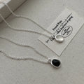 Geometric 925 Sterling Silver Black White Agate Round Pendant Necklaces for  Women Christmas Gifts Jewelry