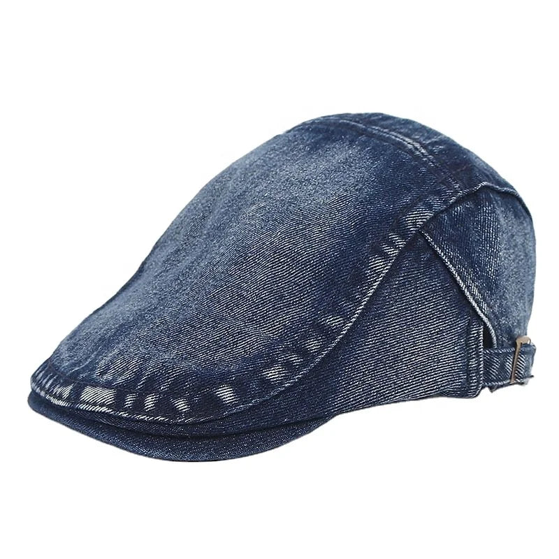 Unisex Denim Newsboy Hats Flat Ivy Gatsby Cabbie Driving Berets Hat Cotton Dad Cap for Men Women