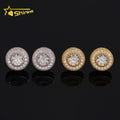 Hip Hop Men Cluster Round Moissanite Stud Earring Fine Jewelry Gold Plated 925 Sterling Silver VVS Moissanite Screw Back Earring