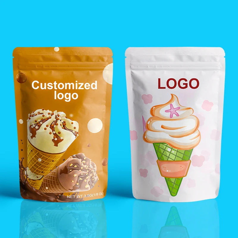 Custom 3.5 7g 1oz Plastic Zip Lock Stand-Up Pouch Heat Seal Gravure Printing Smell Proof Mylar Bags for Food Storage Product