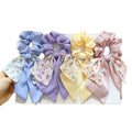 Wholesale  French  Bow Wome's  Headband Floral Silk Scarf  Large Hair Scrunches Latest Fashion Printed Ribbon Bow Hair Bands