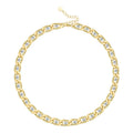 Fashion High Quality 18K Gold Plated Stainless Steel Jewelry Crystal Zircon Link Chain Choker Necklace P213192