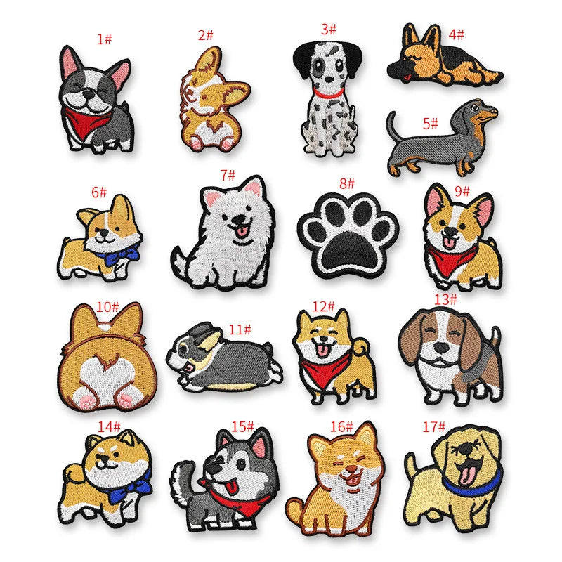 Hot Sale  Embroidery  Iron on Cute Various Dog Shape  Patch for Kids