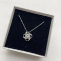 White Box Packing Wholesale Korean Fashion Flower Shaped Shiny Crystal Zircon Pendant Clavicle Chain Necklace for Women Girls