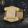 Hip Hop Personalized Classic Copper 18K Gold Plated Ring Wholesale Price Iced Out AAAAA Zircon Rings Men Punk Jewelry