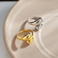 Luxury Gold Plated 925 Sterling Silver Water Drop Opening Adjustable Ring for Women YF3160