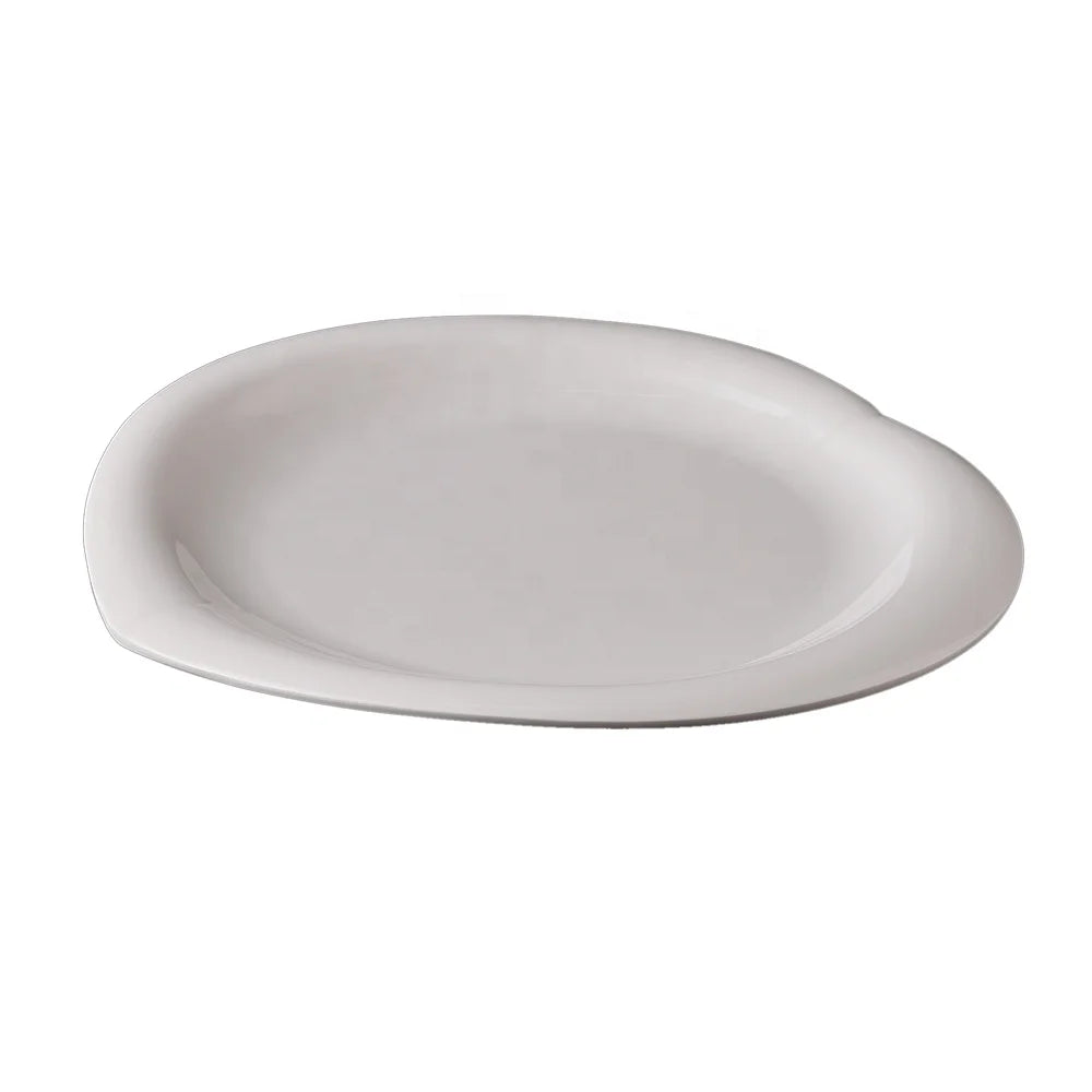Restaurant Dinnerware Heart Shaped 10 Inch Unbreakable White Melamine Dinner Plate