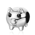 Factory Wholesale Sterling Silver Lovely Animal Pig Charm Beads with Zircon