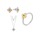 Custom OEM Luxury Cubic Zircon Star Earrings Ring Necklaces Fine Jewelry 925 Sterling Silver Jewelry Sets for Women Gift