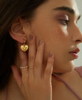 Ins Hot Selling 18K Gold Plated Heart Shape Angel Stainless Steel Hoop Earring for Women