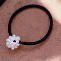 4mm Natural Freshwater Bead Small Snowball Nylon Rope Bracelet Gold Dual-Use Headband for Girls Vintage Style Jewelry