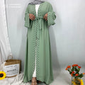 Hot Sale Pearl Abaya High Quality Crepe Long Sleeve Open Abayas Cardigan Middle East Islamic Fashion Clothing 1838#